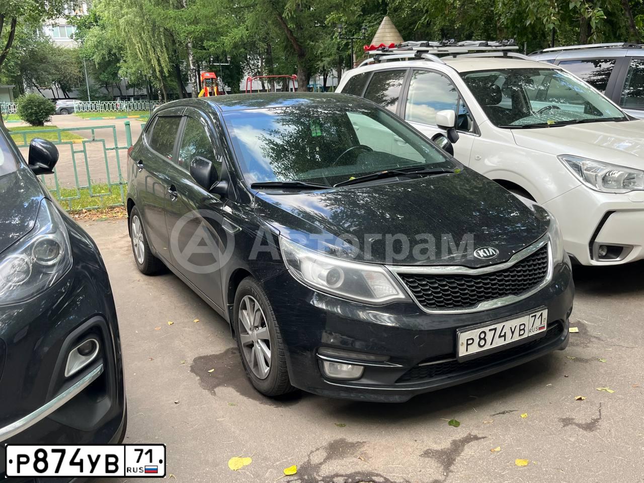 Фото автомобиля KIA RIO, 2015 — госномер Р874УВ71. Цвет: ЧЕРНЫЙ