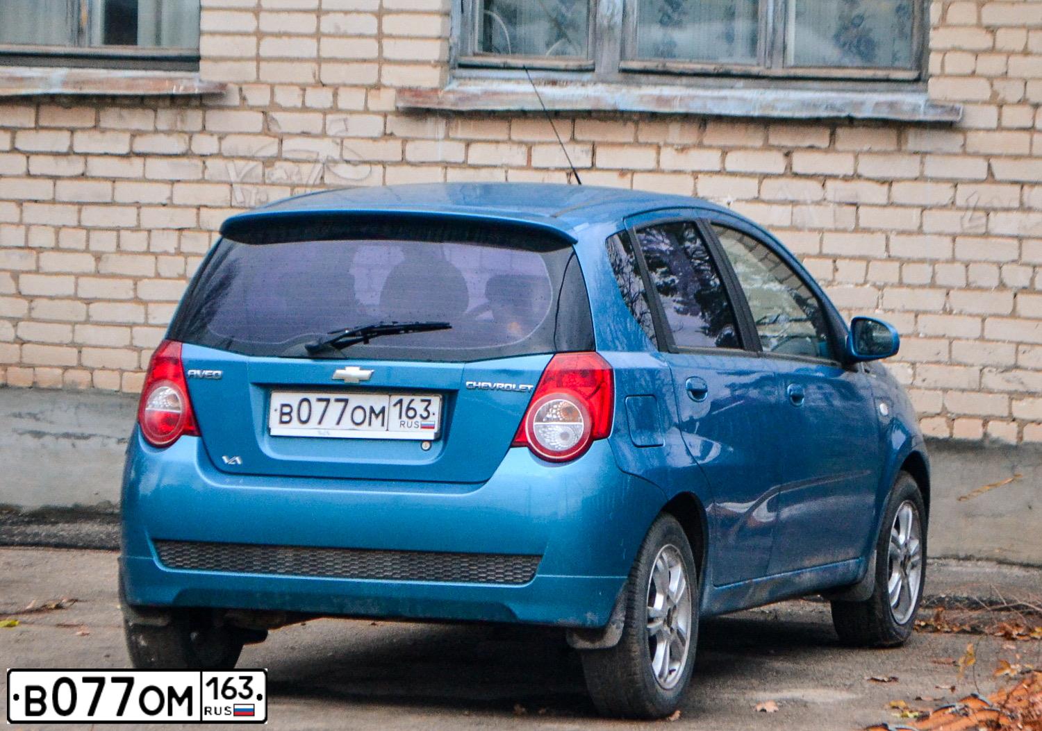 Фото автомобиля CHEVROLET AVEO, 2008 — госномер В077ОМ163. Цвет: ГОЛУБОЙ