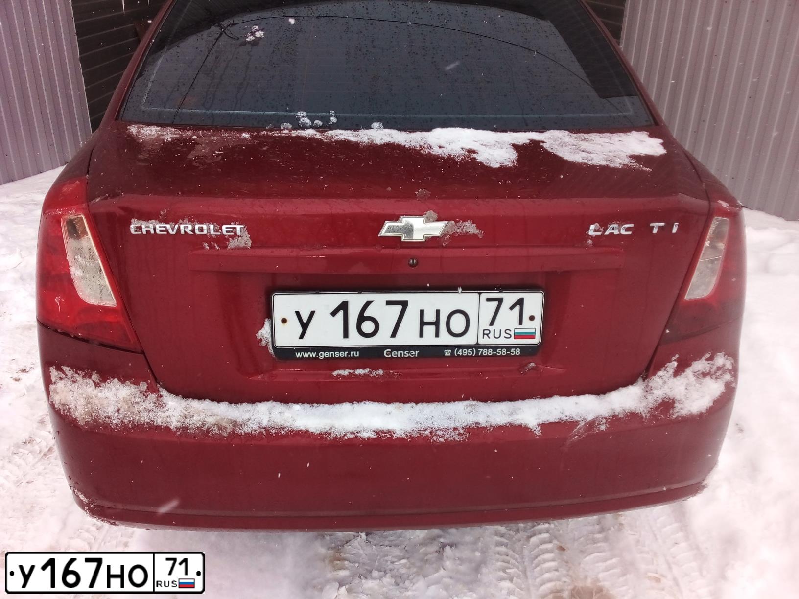 Фото автомобиля CHEVROLET LACETTI, 2007 — госномер У167НО71. Цвет: ТЕМНО-КРАСНЫЙ