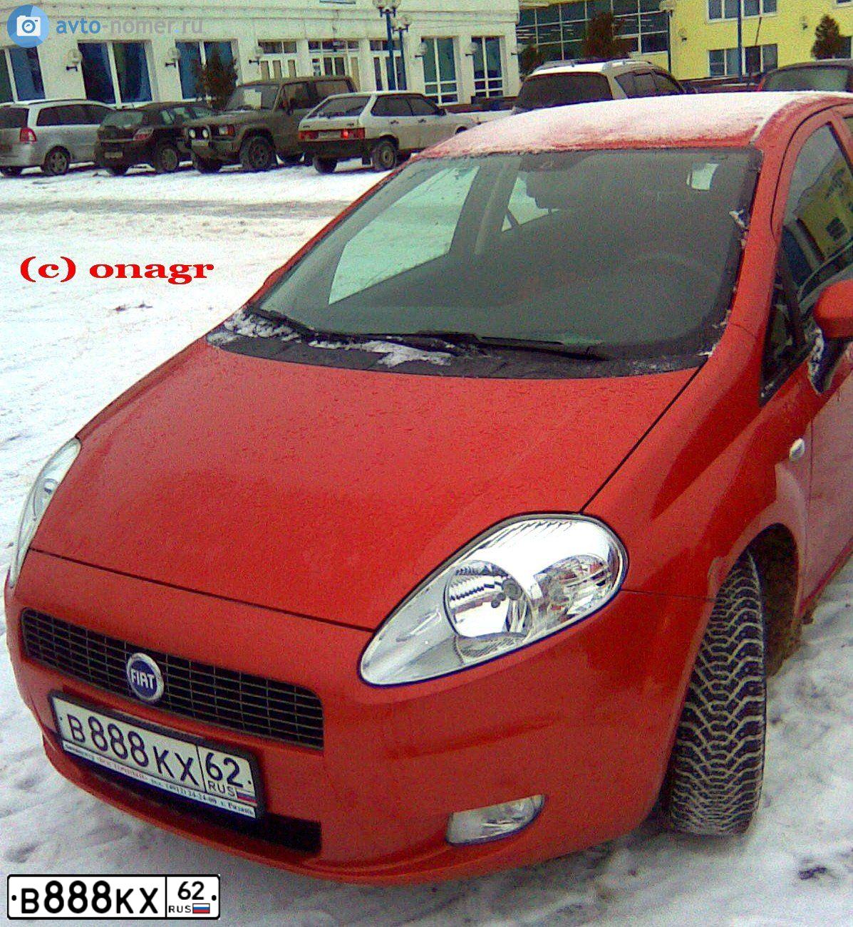 Фото автомобиля FIAT PUNTO, 2006 — госномер В888КХ62. Цвет: КИРПИЧНЫЙ