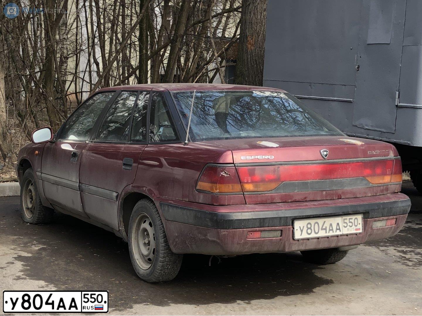 Фото автомобиля DAEWOO ESPERO, 1996 — госномер У804АА550. Цвет: Красный