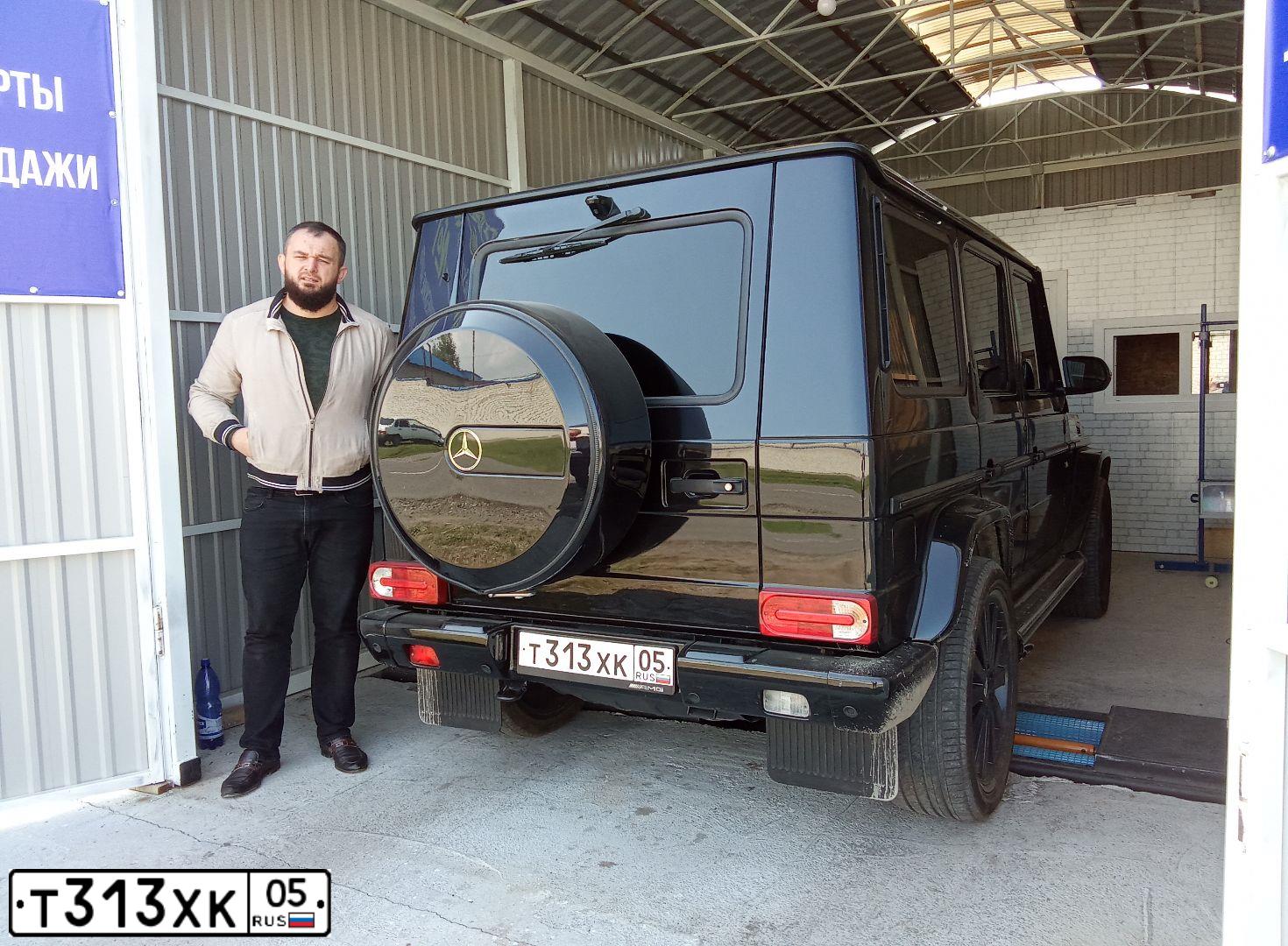 Фото автомобиля MERCEDES G-KLASSE, 2009 — госномер Т313ХК05. Цвет: ЧЕРНЫЙ
