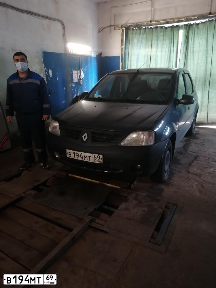Фото автомобиля RENAULT LOGAN, 2008 — госномер В194МТ69. Цвет: ТЕМНО СЕРЫЙ