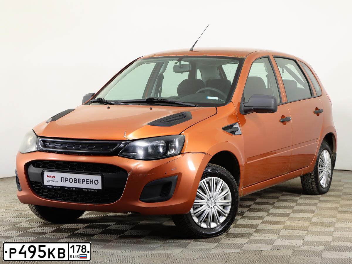 Фото автомобиля LADA 2192 KALINA, 2013 — госномер Р495КВ178. Цвет: Оранжевый
