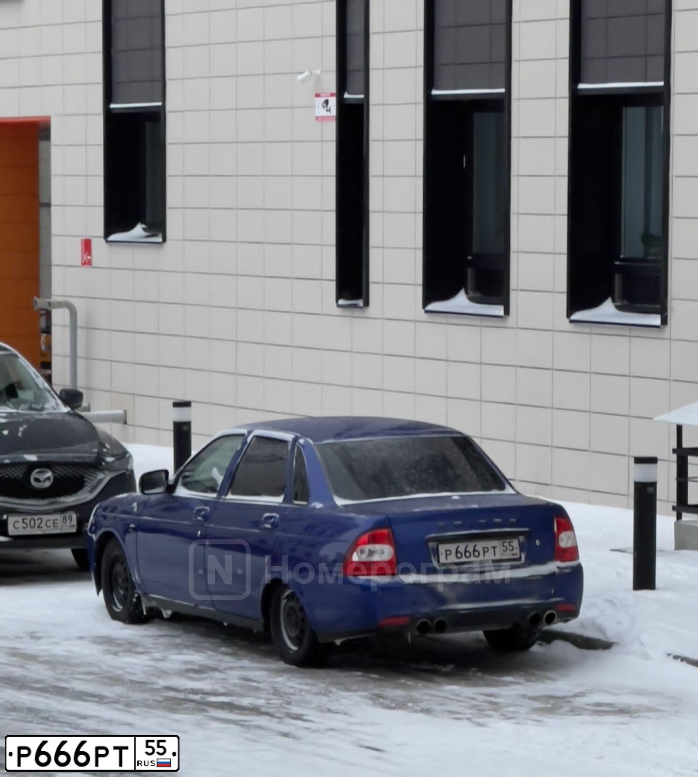 Фото автомобиля LADA 2170 PRIORA, 2010 — госномер Р666РТ55. Цвет: СИНИЙ