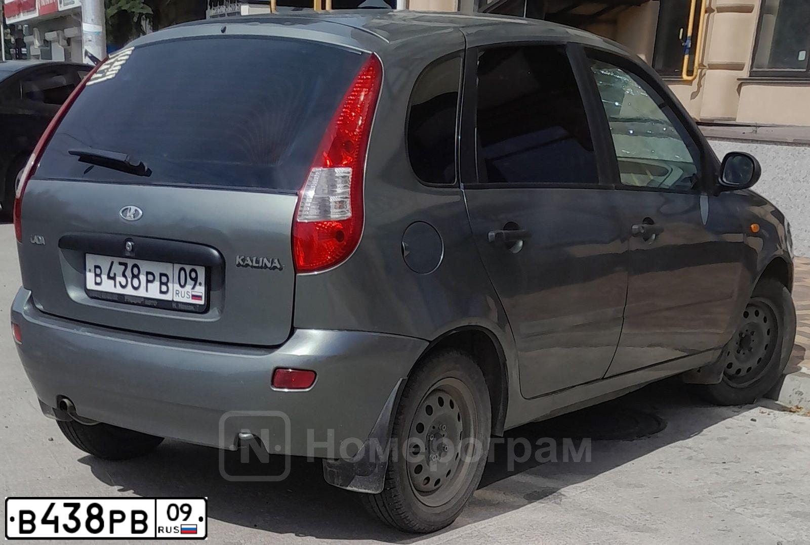 Фото автомобиля LADA 1119 KALINA, 2008 — госномер В438РВ09. Цвет: ТЕМНО-СЕРЫЙ