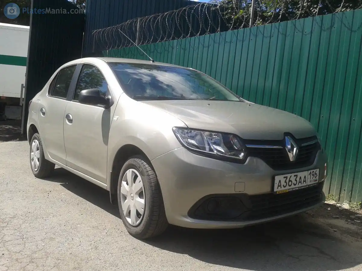 Фото автомобиля RENAULT LOGAN, 2017 — госномер А363АА196. Цвет: БЕЖЕВЫЙ