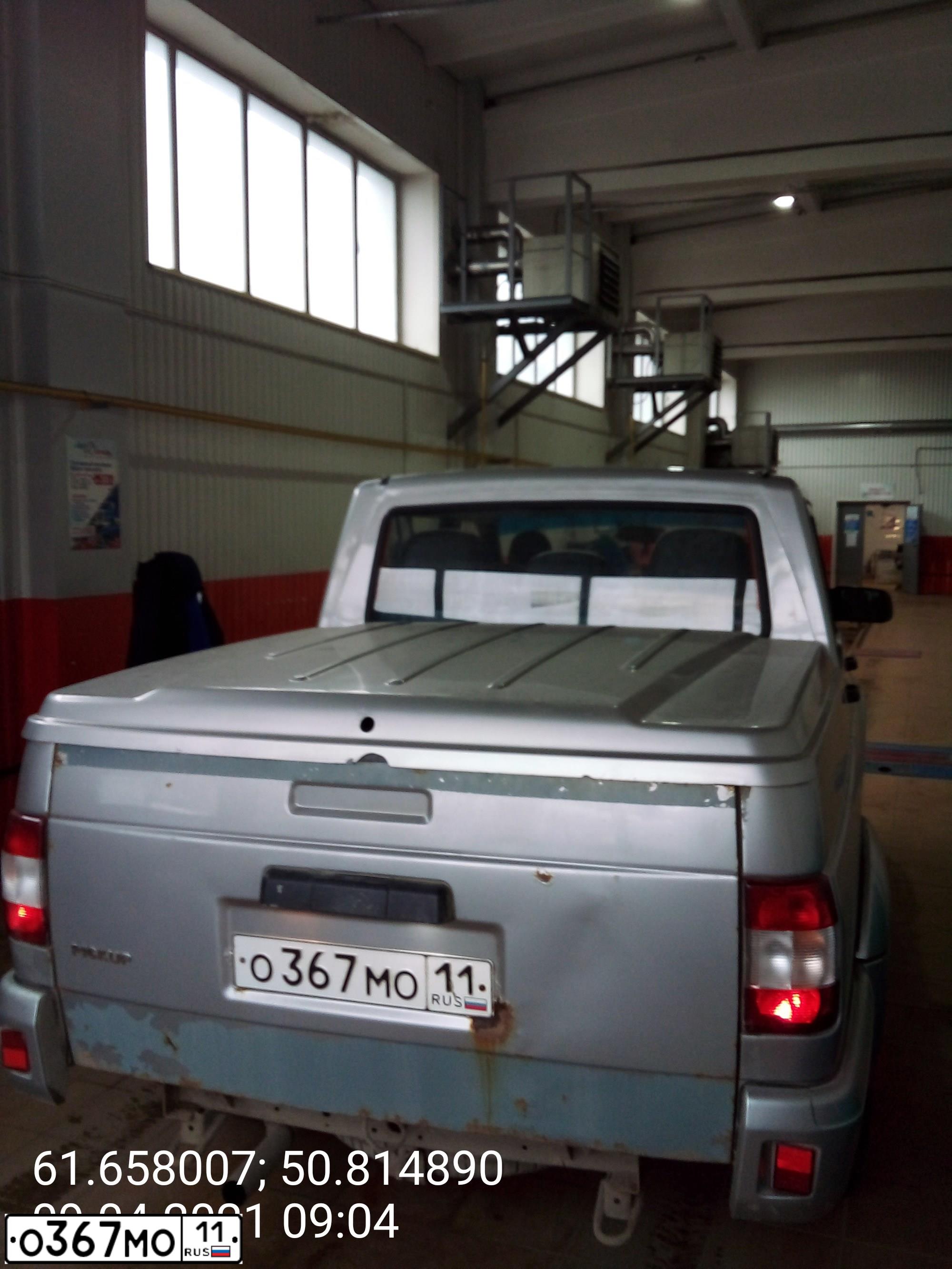 Фото автомобиля UAZ 2363 PICKUP, 2012 — госномер О367МО11. Цвет: СТАЛЬНОЙ МЕТАЛЛИК