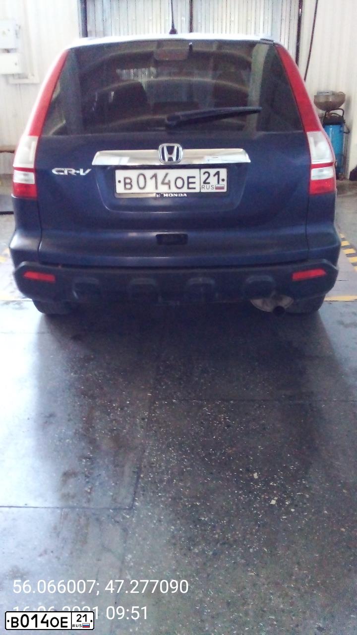 Фото автомобиля HONDA CR-V, 2007 — госномер Е999ВМ21. Цвет: ТЕМНО-СИНИЙ