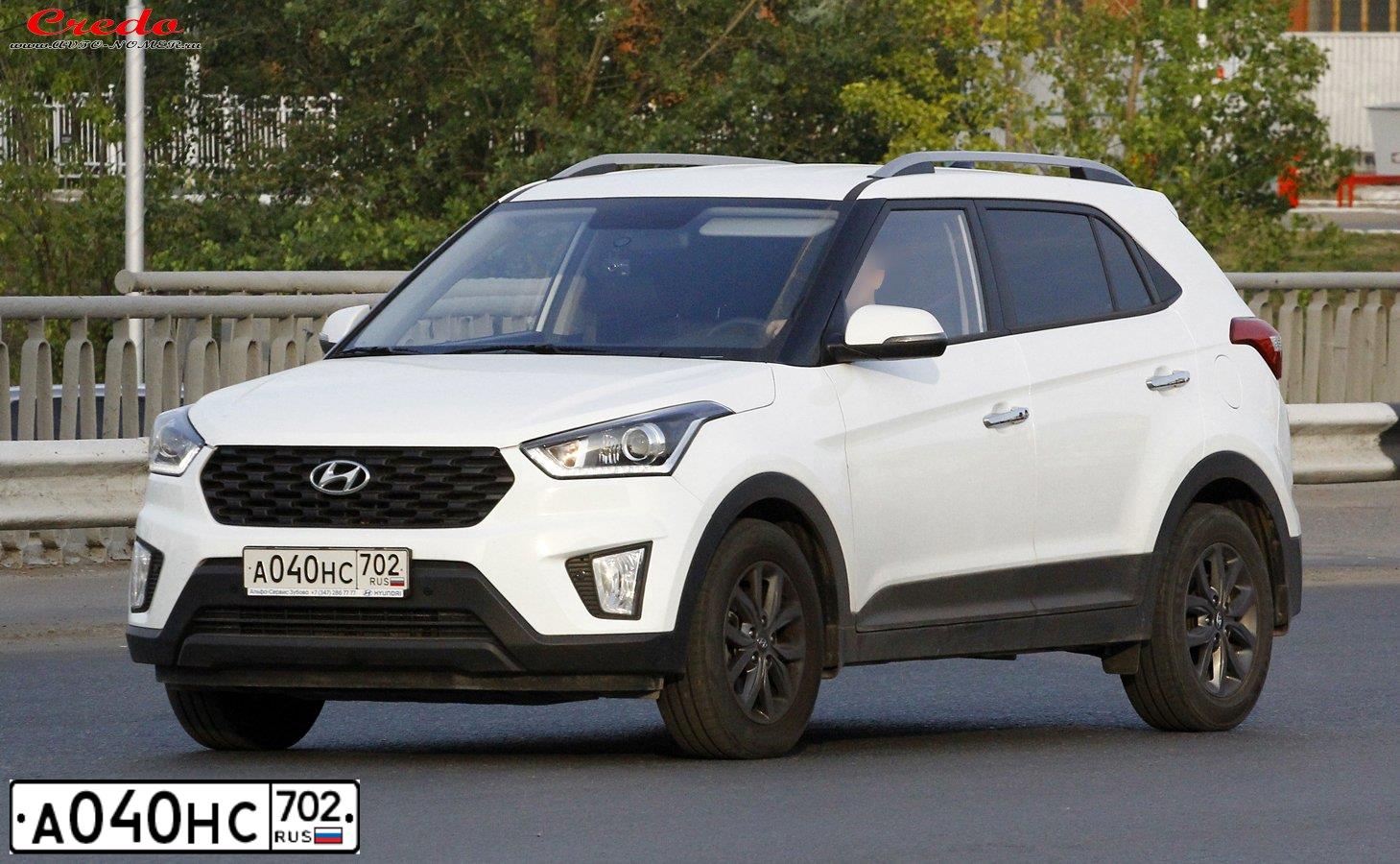Фото автомобиля HYUNDAI CRETA, 2020 — госномер А040НС702. Цвет: Белый