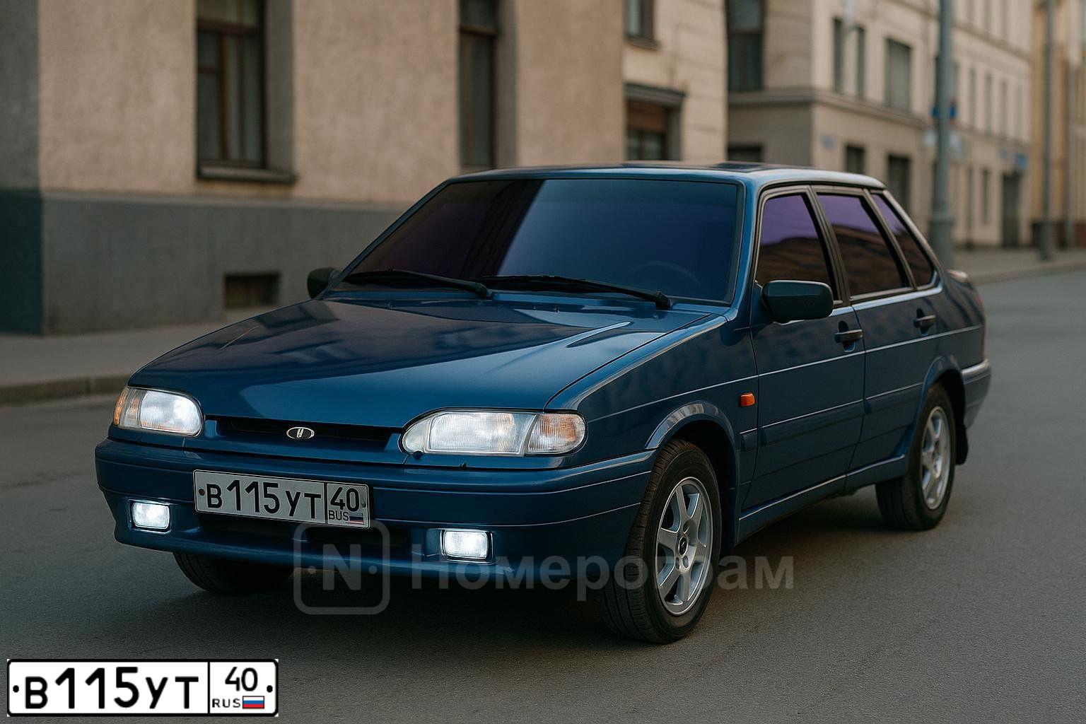 Фото автомобиля LADA 2115 SAMARA, 2005 — госномер Е211ТТ40. Цвет: Сине-зеленый