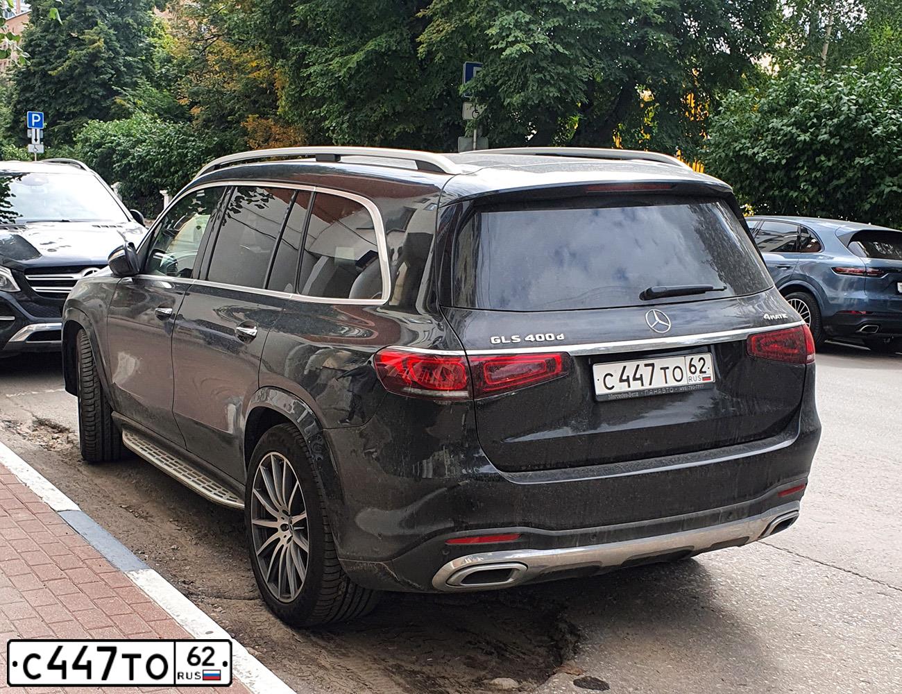 Фото автомобиля MERCEDES GLS-KLASSE, 2020 — госномер С447ТО62. Цвет: ЧЕРНЫЙ