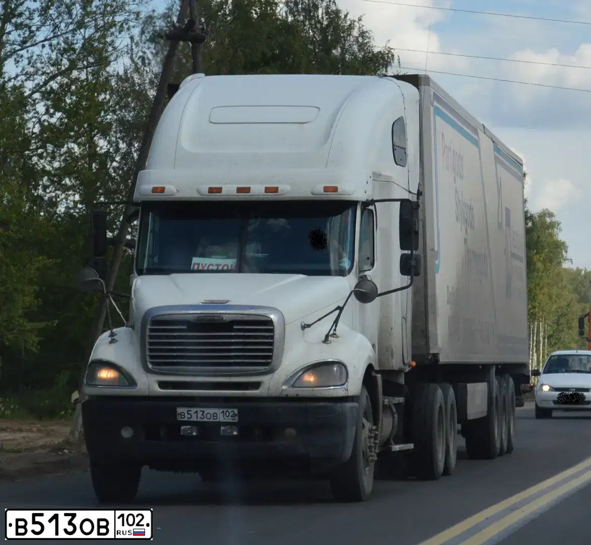Фото автомобиля FREIGHTLINER COLUMBIA, 2004 — госномер В513ОВ102. Цвет: БЕЛЫЙ