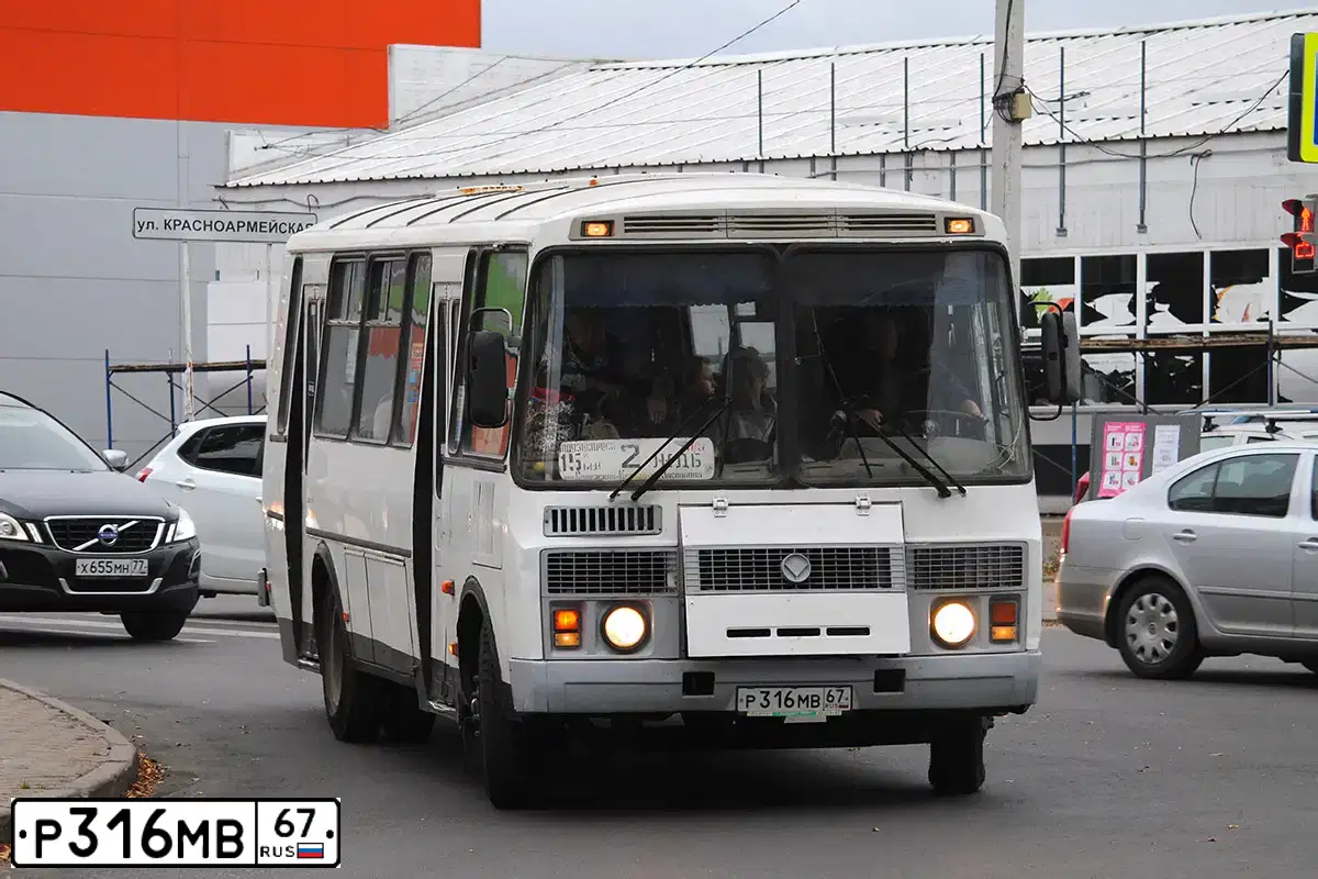 Фото автомобиля PAZ 4234, 2010 — госномер Р316МВ67. Цвет: Белый