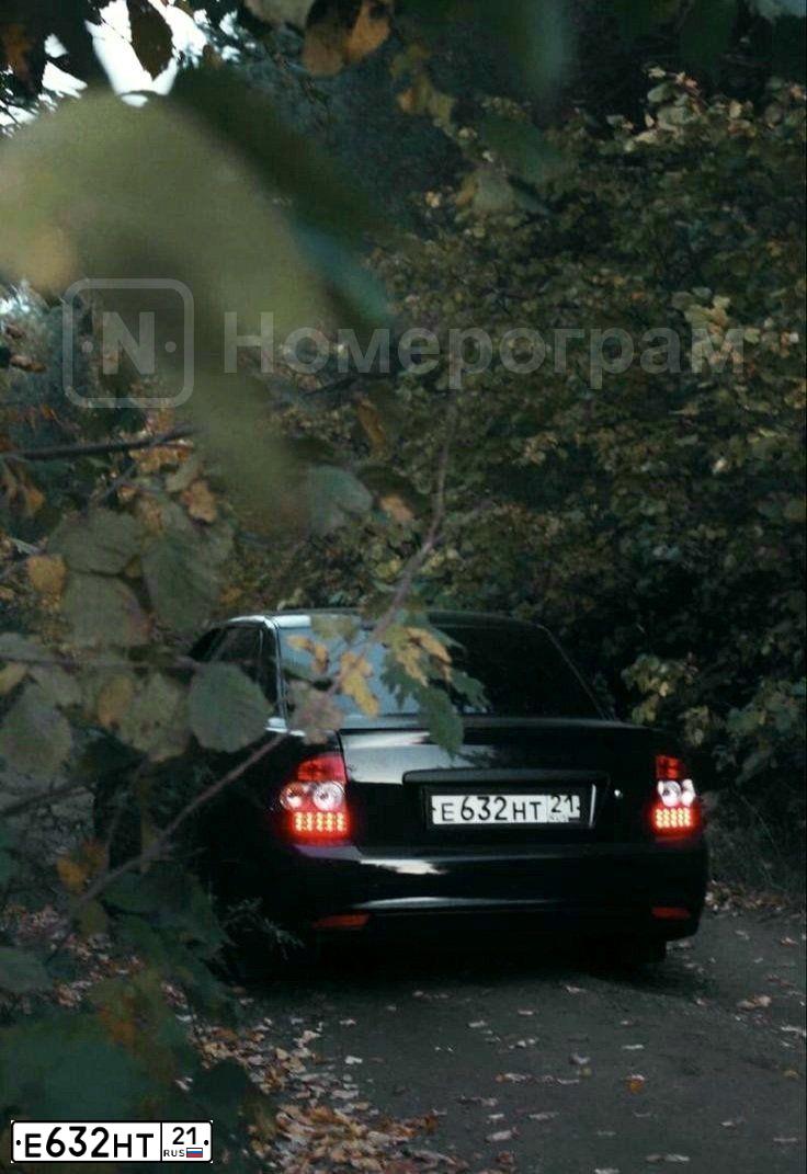 Фото автомобиля LADA 2170 PRIORA, 2015 — госномер Е632НТ21. Цвет: ЧЕРНЫЙ