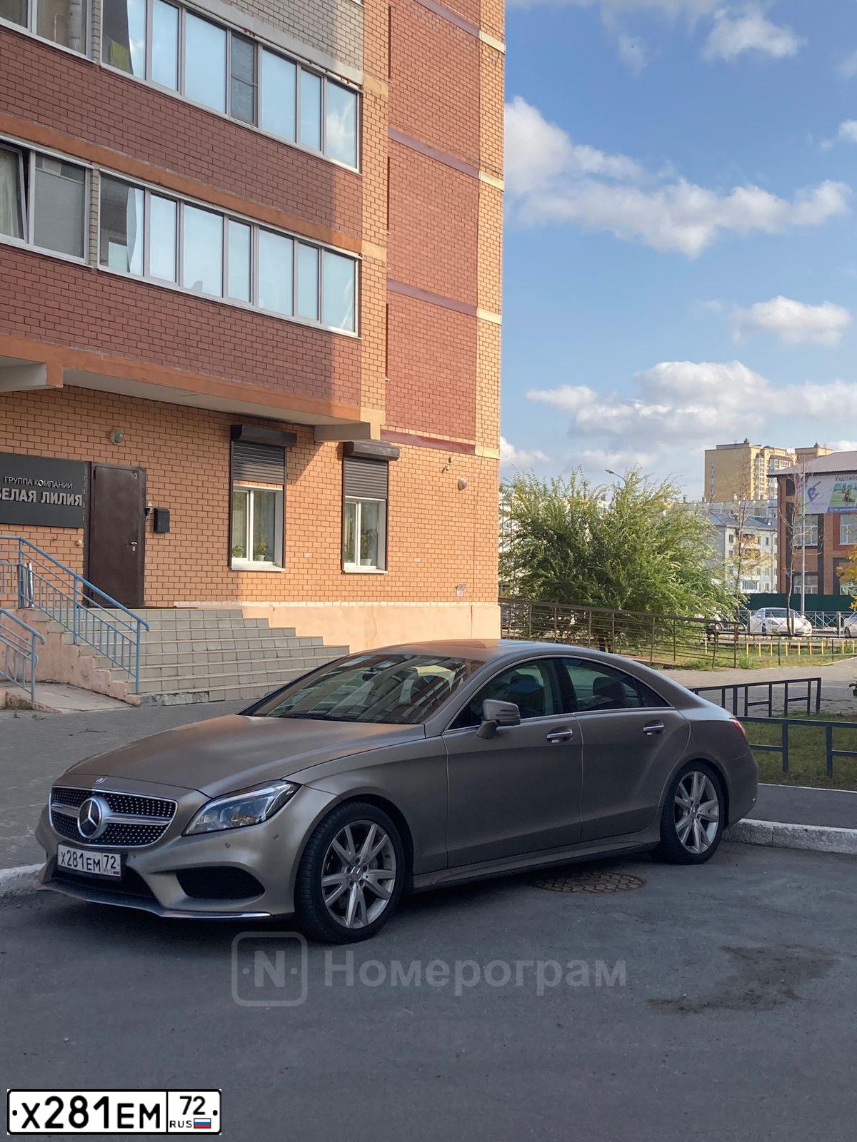 Фото автомобиля MERCEDES CLS-KLASSE, 2014 — госномер Х281ЕМ72. Цвет: СЕРЫЙ