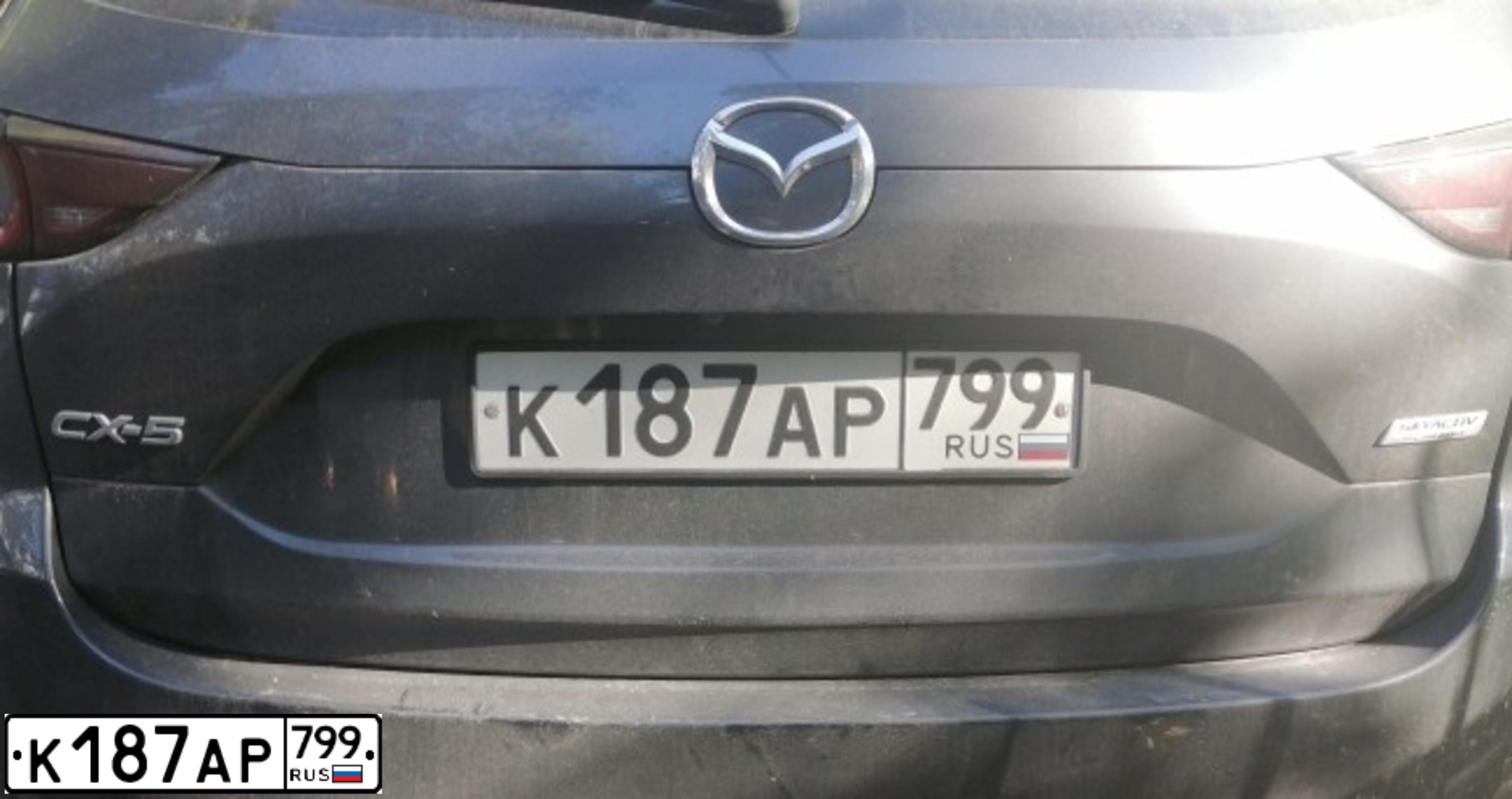 Фото автомобиля MAZDA CX-5, 2017 — госномер К187АР799. Цвет: Серый