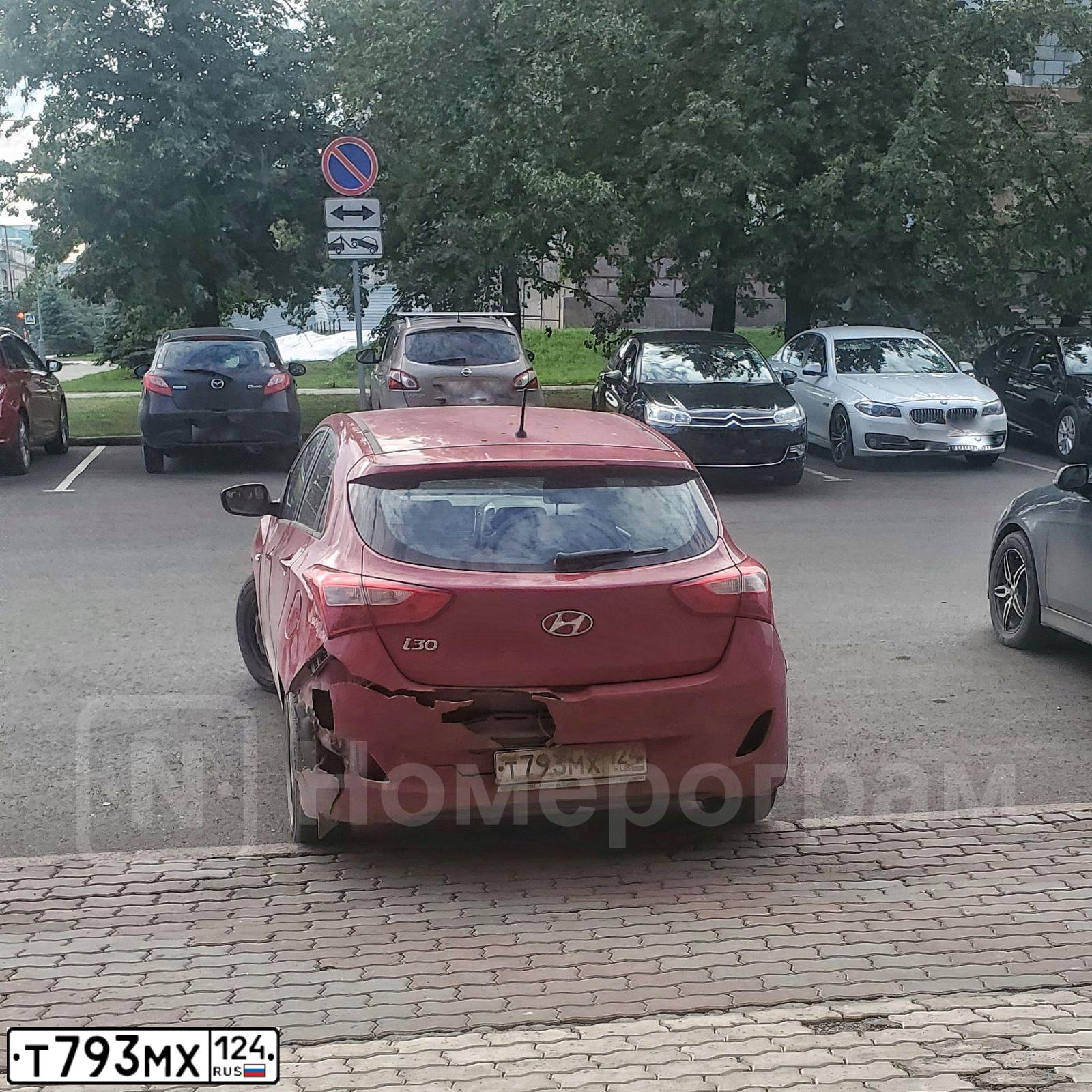 Фото автомобиля HYUNDAI I30, 2014 — госномер Т793МХ124. Цвет: КРАСНЫЙ