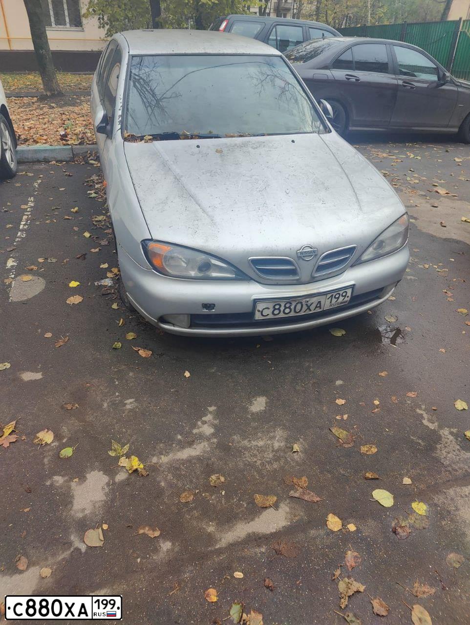 Фото автомобиля NISSAN PRIMERA, 2000 — госномер С880ХА199. Цвет: СТАЛЬНОЙ