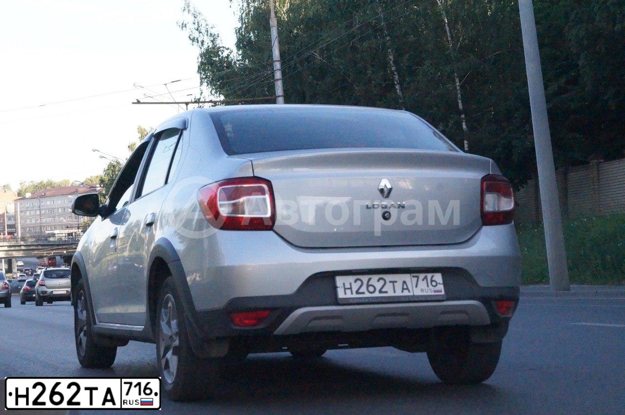 Фото автомобиля RENAULT LOGAN STEPWAY, 2021 — госномер Н262ТА716. Цвет: СЕРЫЙ
