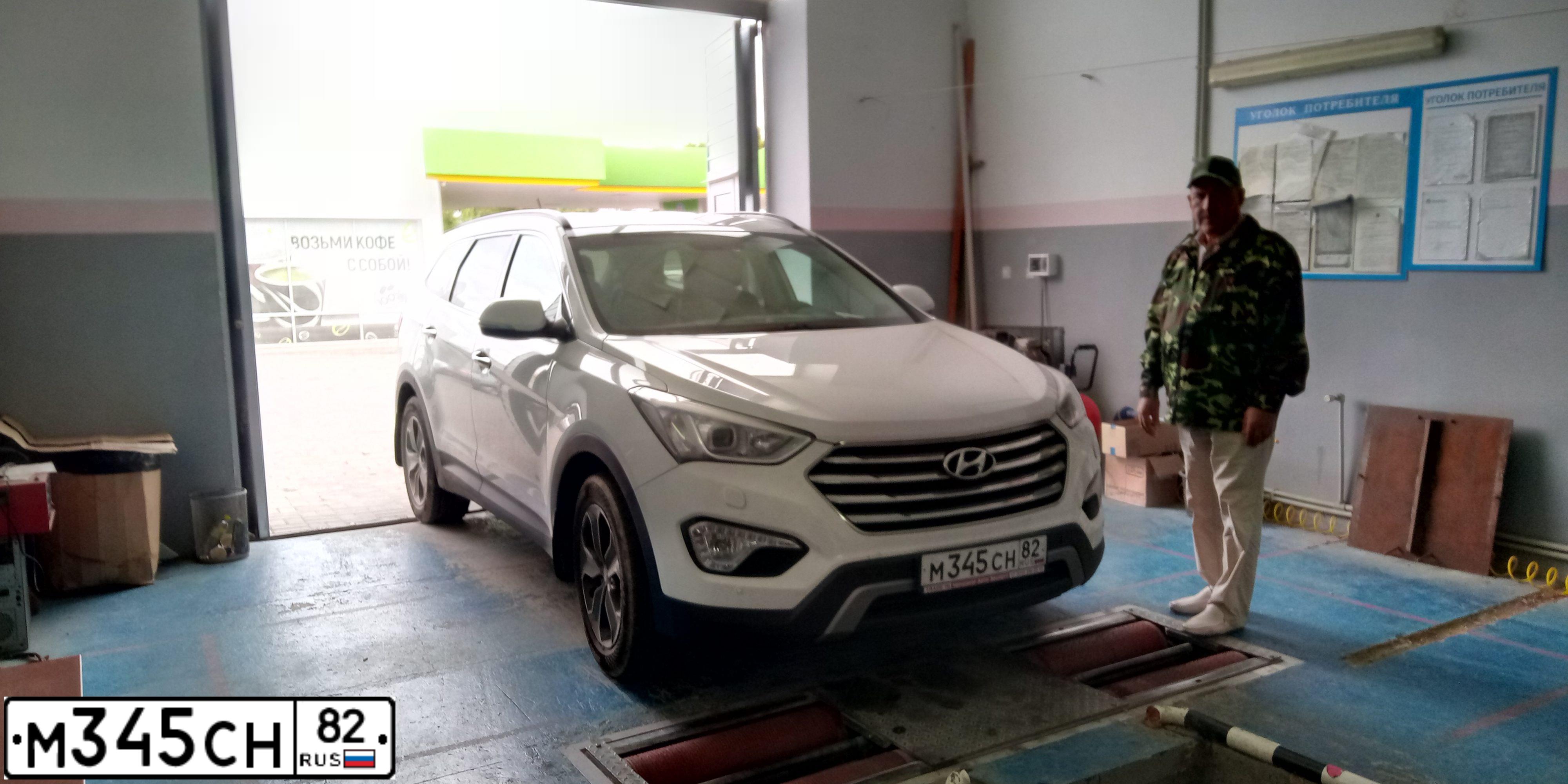 Фото автомобиля HYUNDAI SANTA FE, 2014 — госномер М845ТА82. Цвет: Белый