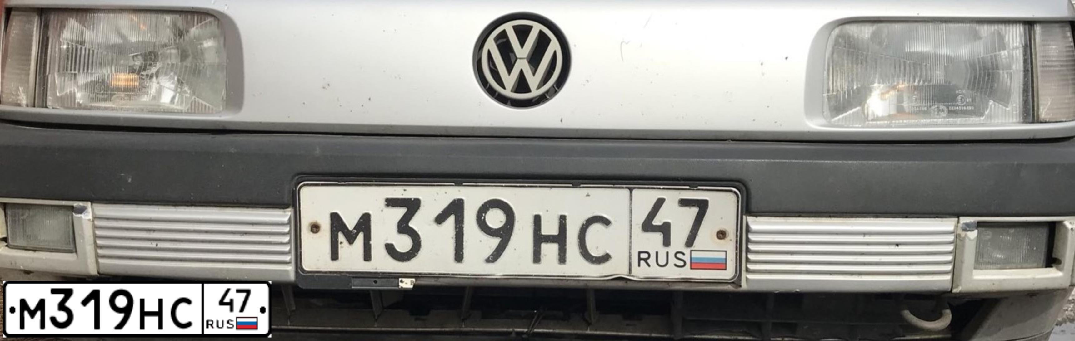 Фото автомобиля VOLKSWAGEN PASSAT, 1990 — госномер М319НС47. Цвет: СЕРЕБРИСТЫЙ