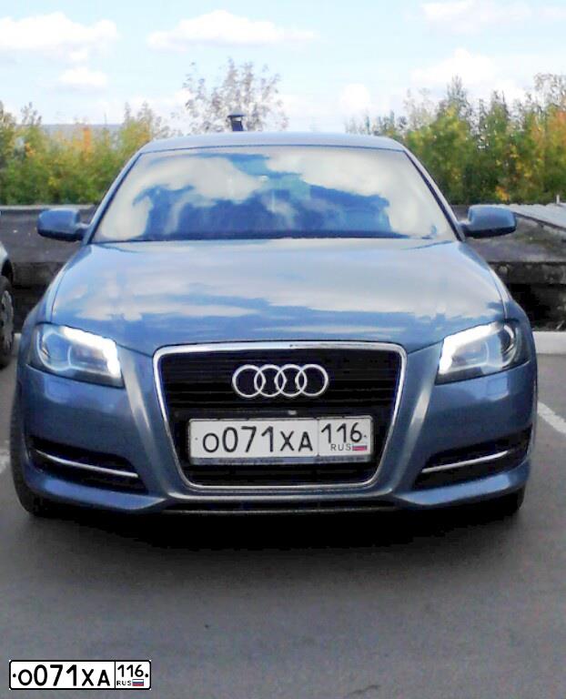 Фото автомобиля AUDI A3, 2011 — госномер О071ХА116. Цвет: Серо-Синий