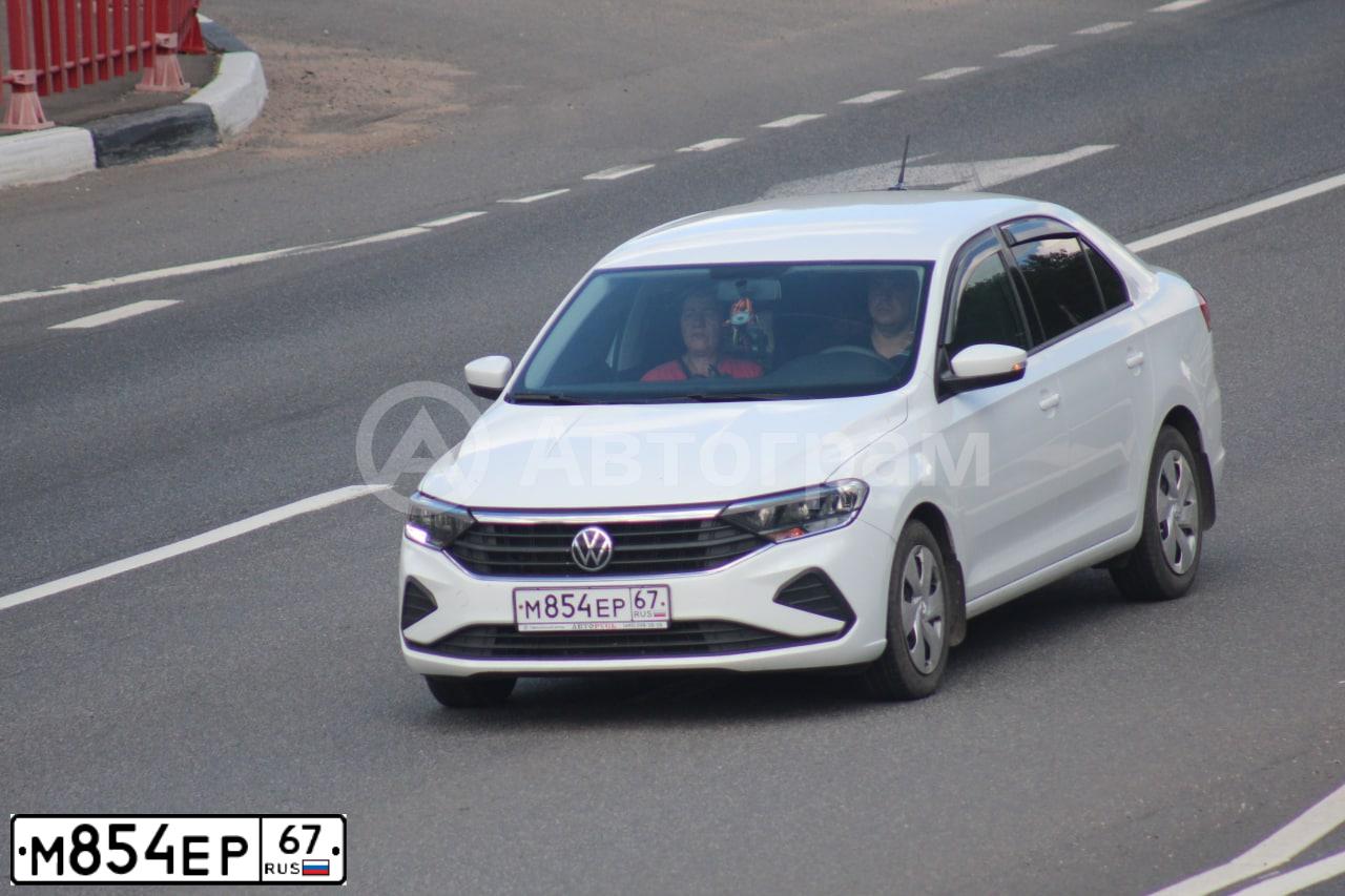 Фото автомобиля VOLKSWAGEN POLO, 2020 — госномер М854ЕР67. Цвет: Белый