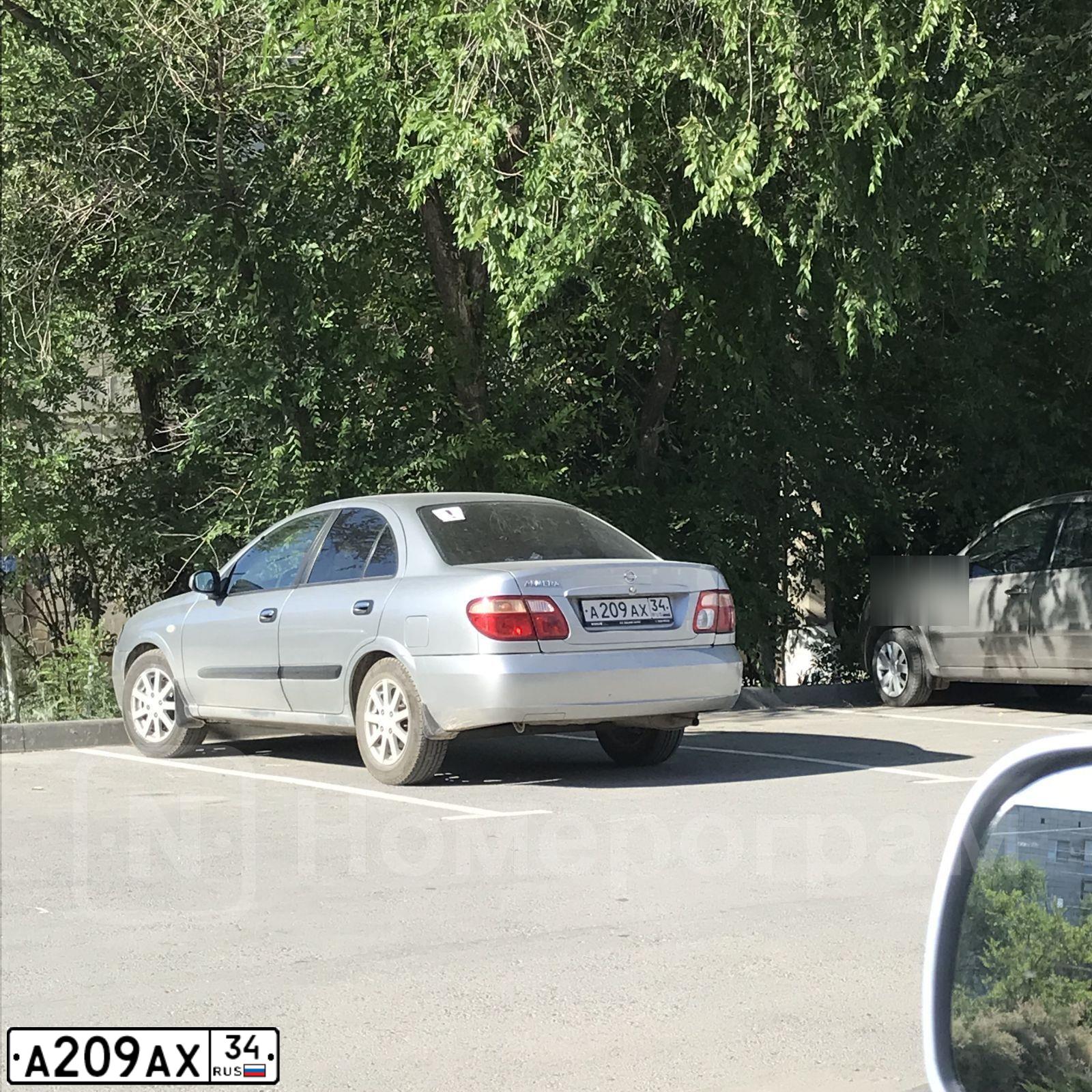 Фото автомобиля NISSAN ALMERA, 2006 — госномер А209АХ34. Цвет: Серебристый