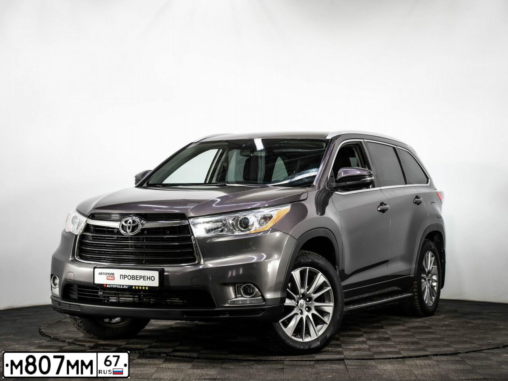 Фото автомобиля TOYOTA HIGHLANDER, 2014 — госномер М807ММ67. Цвет: Серый