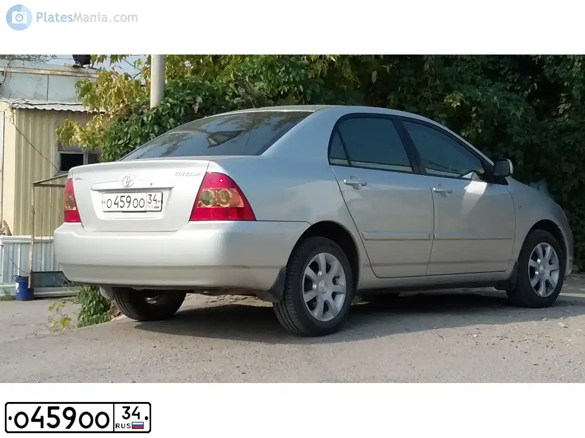 Фото автомобиля TOYOTA COROLLA, 2006 — госномер О459ОО34. Цвет: Серебристый
