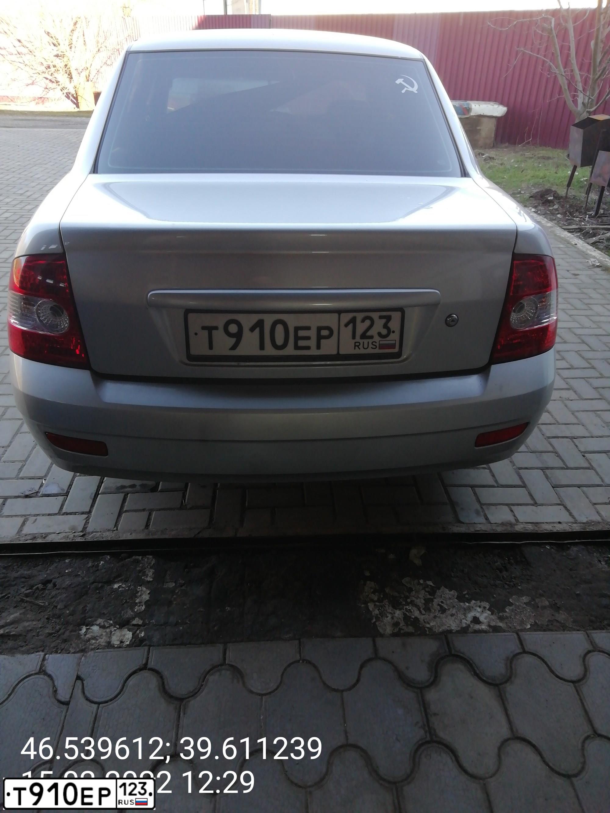 Фото автомобиля LADA 2170 PRIORA, 2012 — госномер Т910ЕР123. Цвет: СВЕТЛО-СЕРЕБРИСТЫЙ МЕТАЛЛ