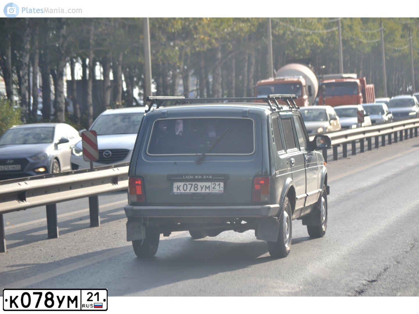 Фото автомобиля LADA 2131 NIVA, 2010 — госномер К078УМ21. Цвет: СЕРО-СИНЕ-ЗЕЛЕНЫЙ