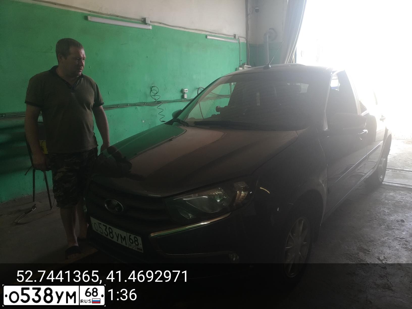 Фото автомобиля LADA 2190 GRANTA, 2019 — госномер О538УМ68. Цвет: СЕРЕБРИСТО-ТЕМНО-СЕРЫЙ