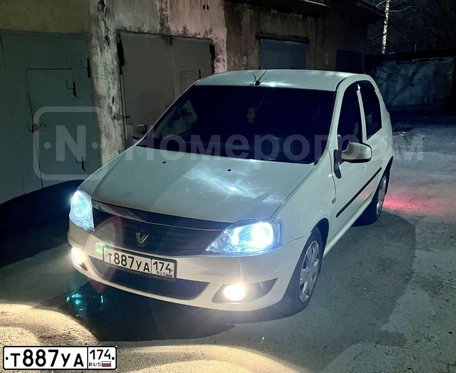 Фото автомобиля RENAULT LOGAN, 2014 — госномер Т887УА174. Цвет: Белый