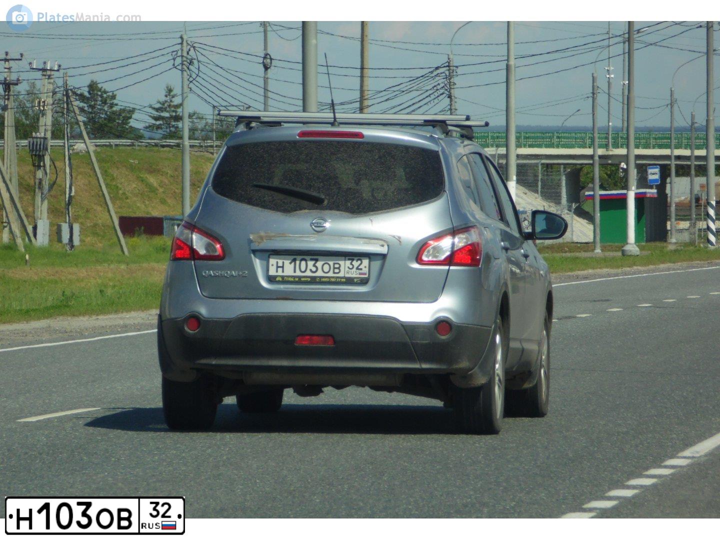 Фото автомобиля NISSAN QASHQAI, 2011 — госномер Н103ОВ32. Цвет: СЕРЫЙ