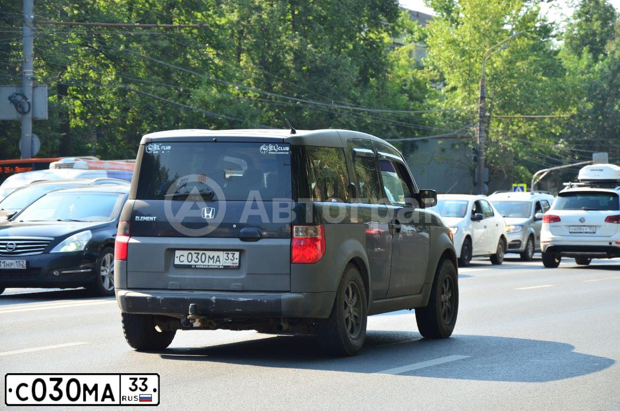 Фото автомобиля HONDA ELEMENT, 2004 — госномер С030МА33. Цвет: ЧЕРНЫЙ