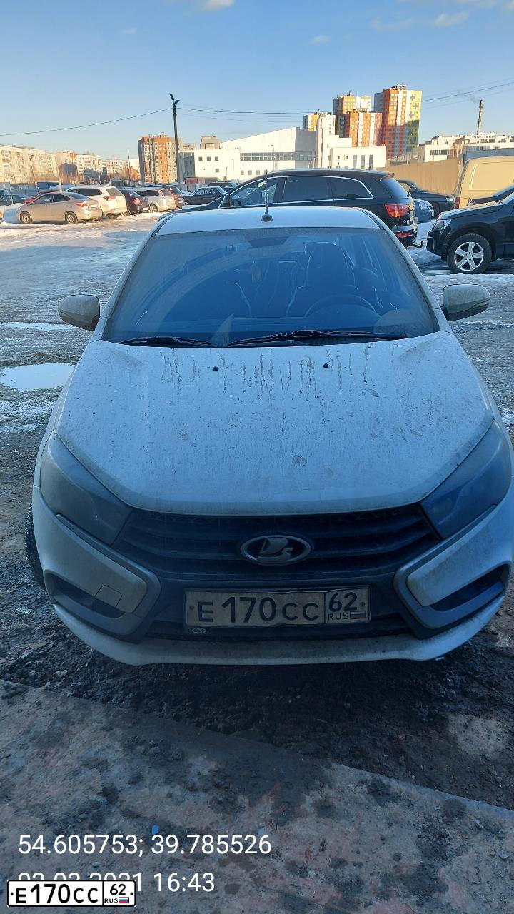 Фото автомобиля LADA VESTA, 2017 — госномер Е170СС62. Цвет: БЕЛЫЙ