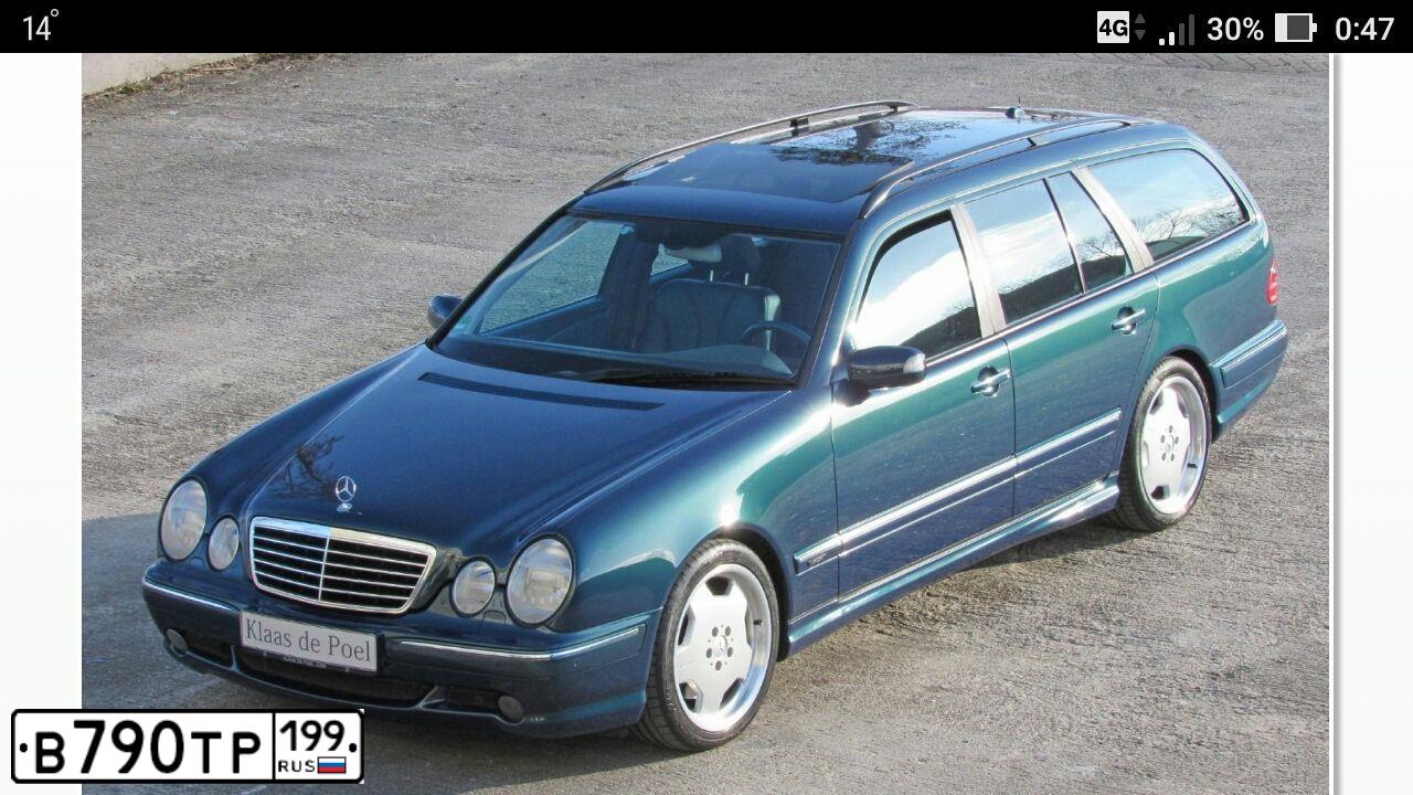 Фото автомобиля MERCEDES E-KLASSE, 2000 — госномер Т215РУ790. Цвет: сине-зеленый