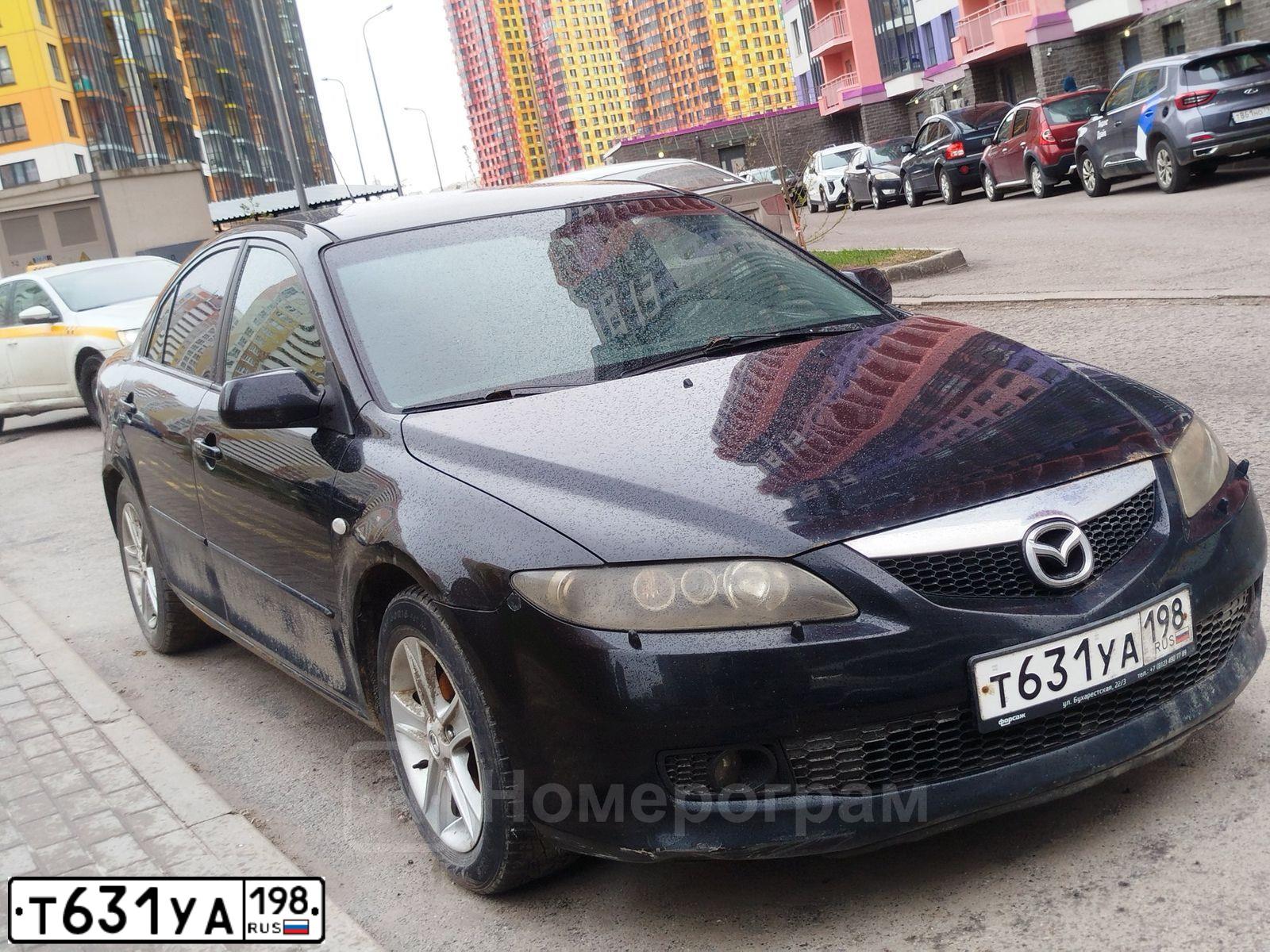 Фото автомобиля MAZDA 6, 2006 — госномер Т631УА198. Цвет: ЧЕРНЫЙ