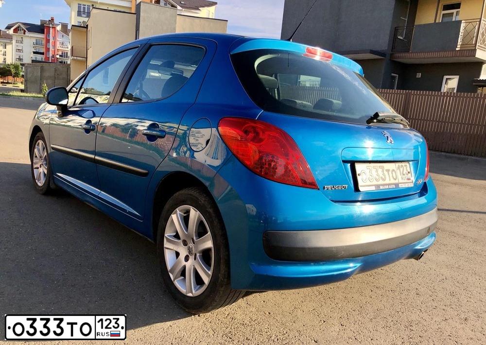 Фото автомобиля PEUGEOT 207, 2009 — госномер Т239УМ123. Цвет: СИНИЙ