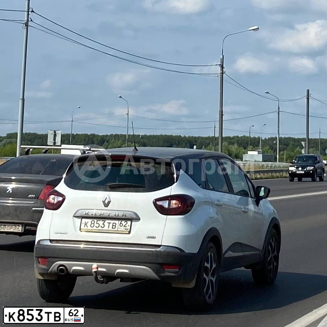 Фото автомобиля RENAULT KAPTUR, 2019 — госномер К853ТВ62. Цвет: Белый черный 