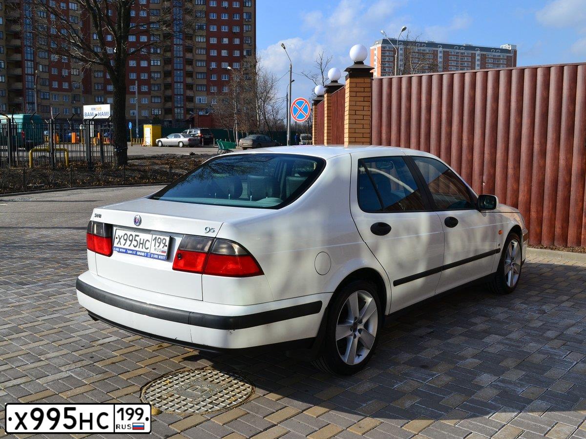 Фото автомобиля SAAB 9-5, 1999 — госномер Х995НС199. Цвет: БЕЛЫЙ