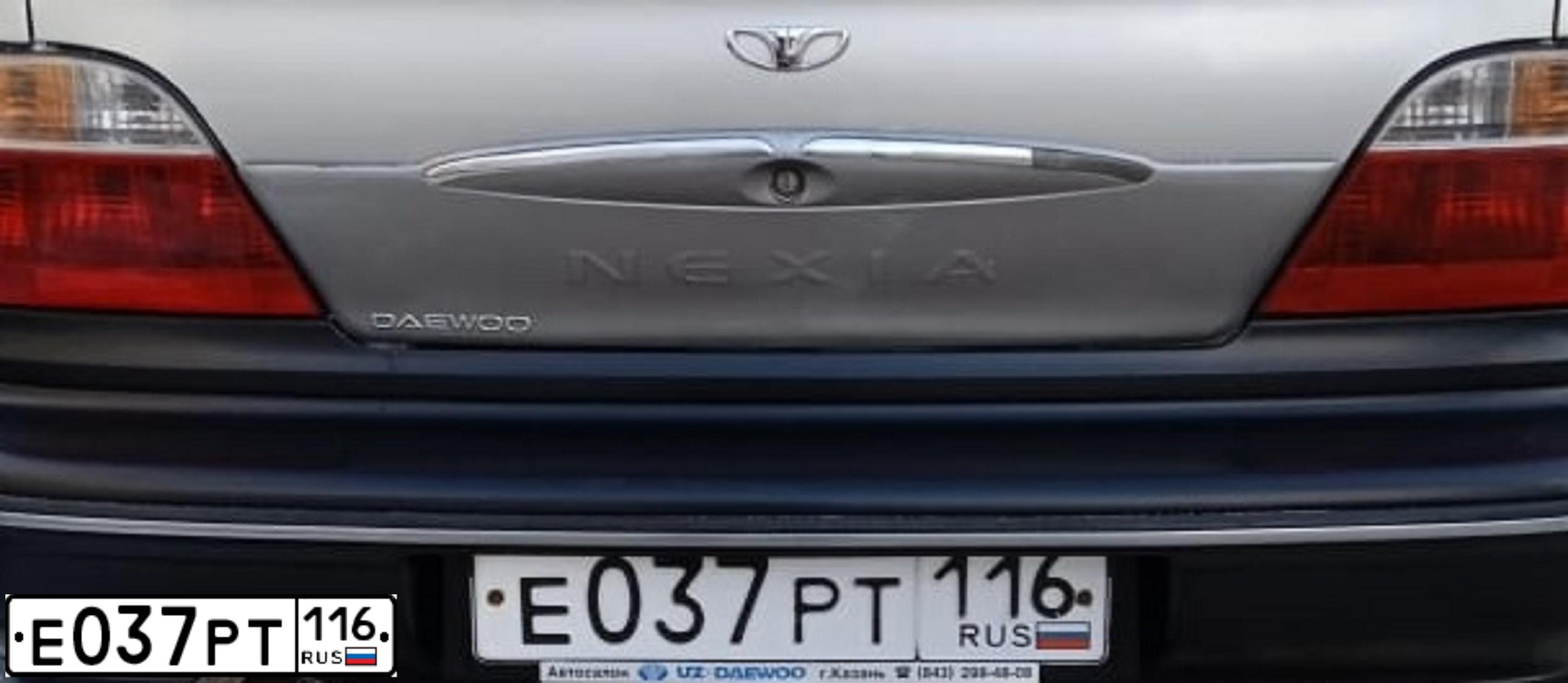 Фото автомобиля DAEWOO NEXIA, 2007 — госномер Е037РТ116. Цвет: БЕЛЫЙ,СЕРЫЙ И ОТТЕНКИ