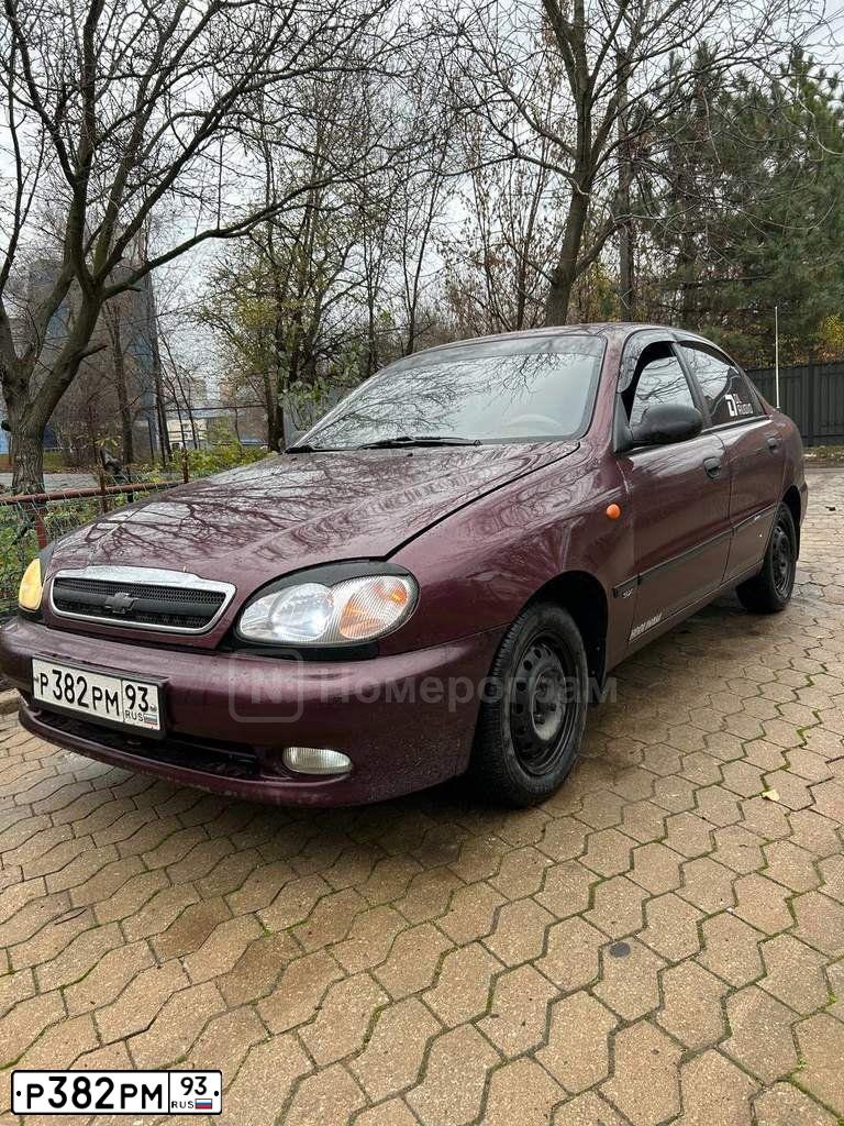 Фото автомобиля ZAZ LANOS, 2008 — госномер Р382РМ93. Цвет: ВИШНЕВЫЙ