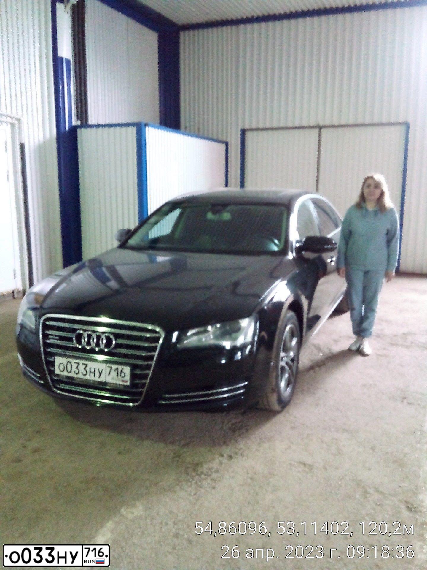 Фото автомобиля AUDI A8, 2014 — госномер Р313АМ116. Цвет: ЧЕРНЫЙ
