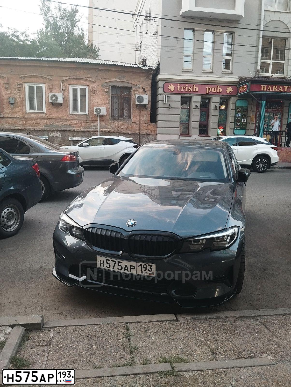 Фото автомобиля BMW SERIE 3, 2020 — госномер Н575АР193. Цвет: серый