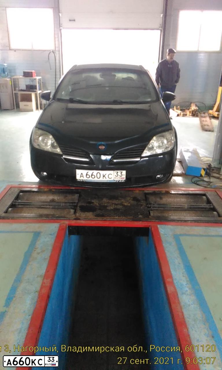 Фото автомобиля NISSAN PRIMERA, 2002 — госномер А660КС33. Цвет: ЧЕРНЫЙ