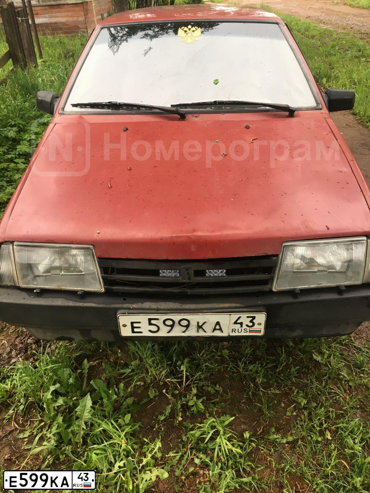 Фото автомобиля LADA 2109 SAMARA, 1990 — госномер Е599КА43. Цвет: ВИШНЕВЫЙ
