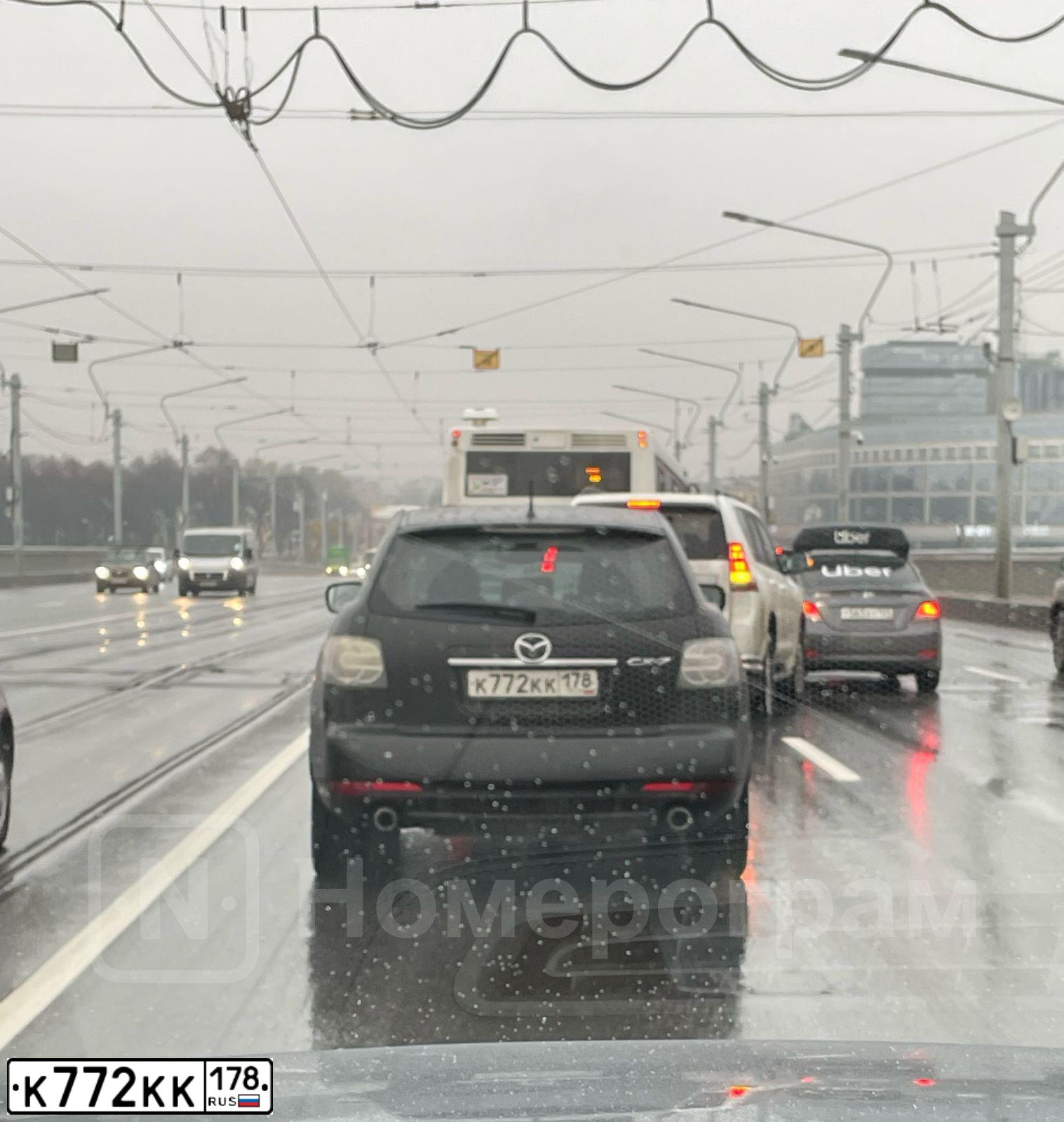 Фото автомобиля MAZDA CX-7, 2011 — госномер К772КК178. Цвет: ЧЕРНЫЙ